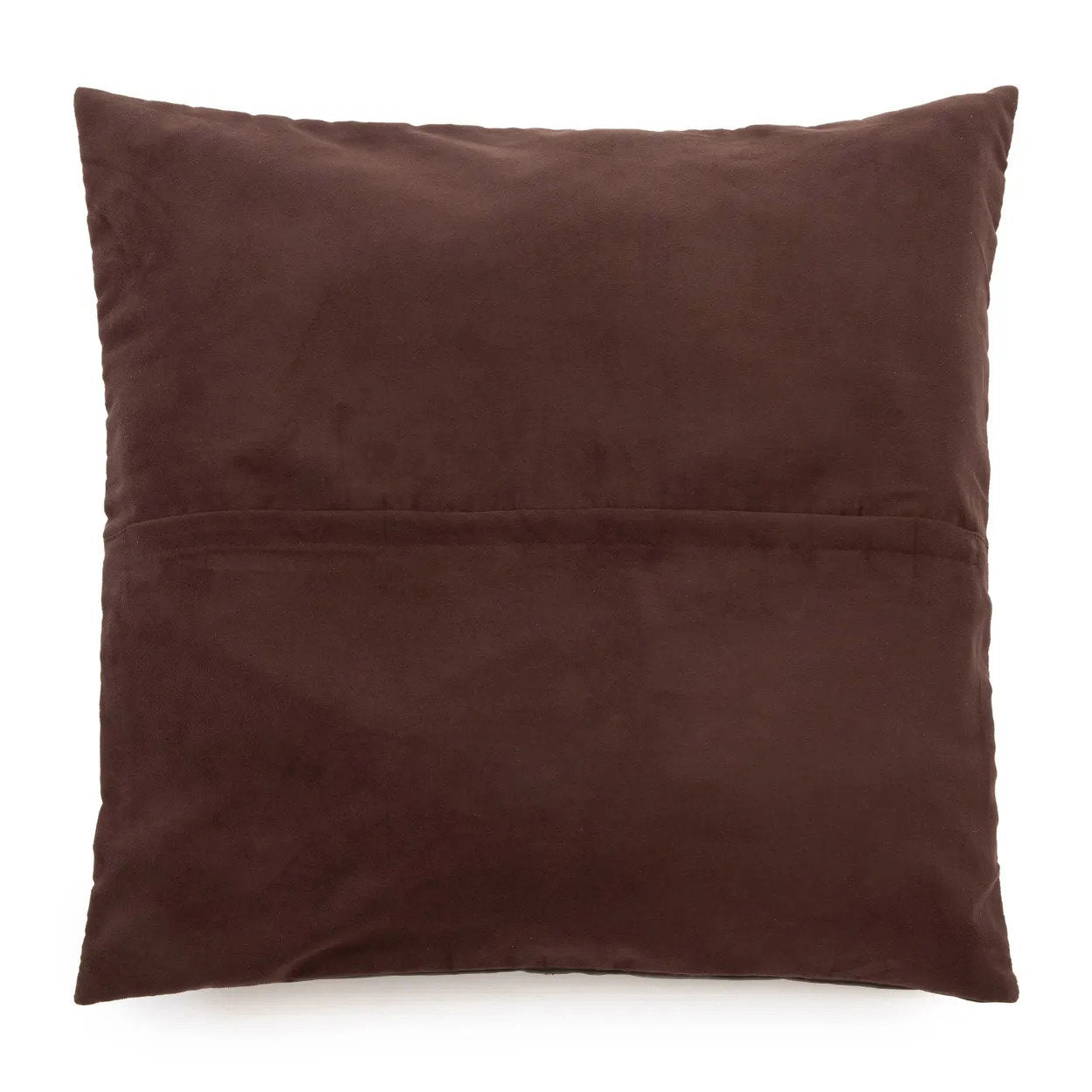 Four Panel Leather Kussenhoes Chocolade 60x60